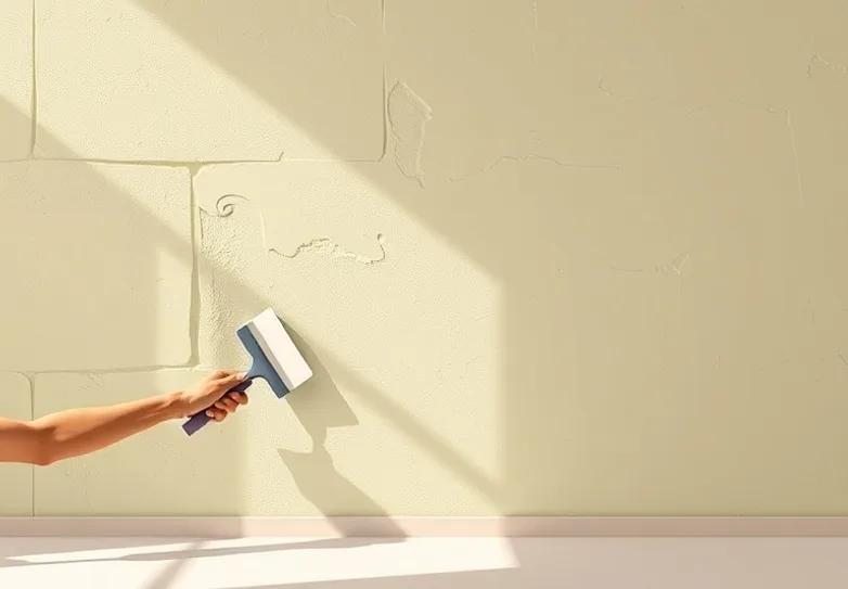 Application d'un enduit décoratif à la lisseuse sur un mur